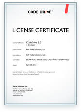 CodeDrive License Certificate
