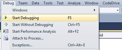 Start Debugging