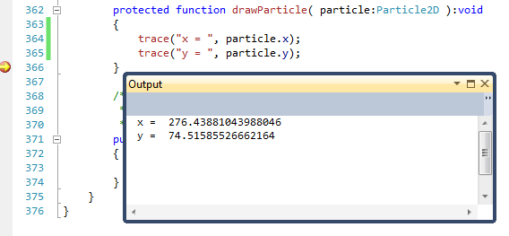 Trace output